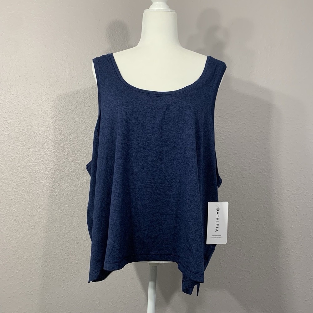 ATHLETA Heathered Blue Uptempo II Tank Top Gym Workout Loose Fit Size 3X NWT